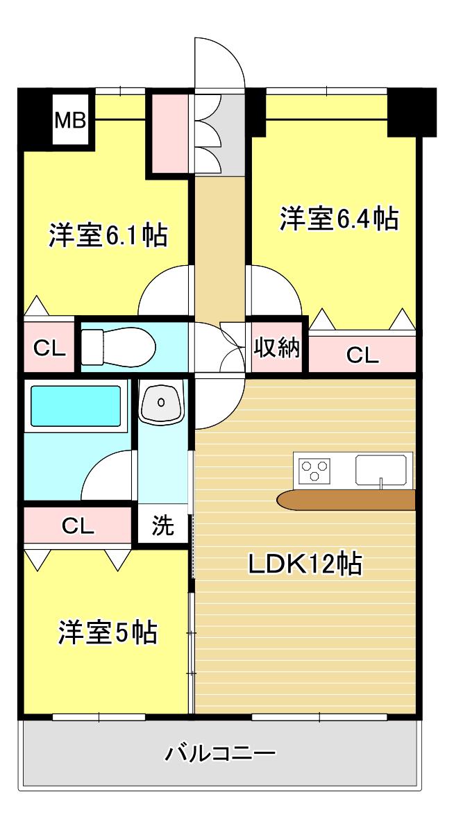 グランパレ泉(3LDK/2階)の間取り写真