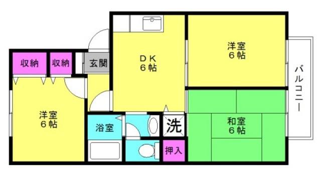 シャルマンイワイ(3DK/2階)の間取り写真