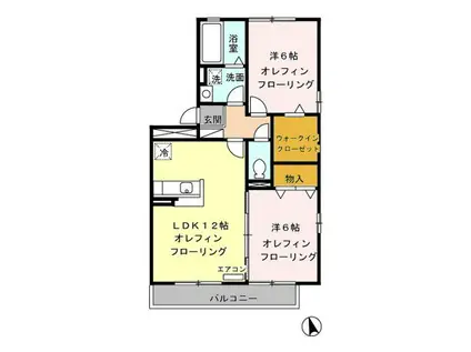 CIEL住吉(2LDK/3階)の間取り写真