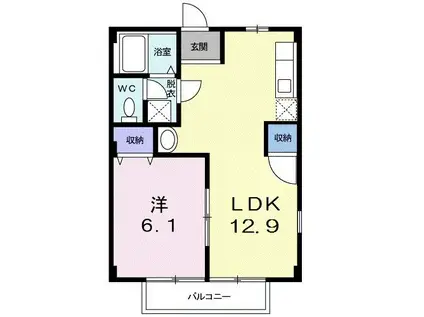 ニューシティヒルズ(1LDK/1階)の間取り写真