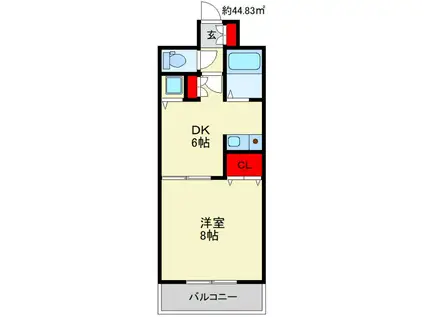 セントフォール柏の森(1DK/4階)の間取り写真