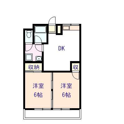 くらしまマンションII(2DK/2階)の間取り写真