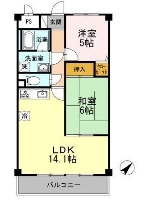 グリーンハイツ中島(2LDK/2階)の間取り写真