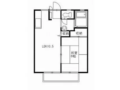 ウィンディア今泉A(1LDK/2階)の間取り写真