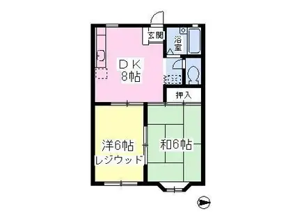 シャンポールS-IA(2DK/1階)の間取り写真