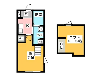 トネリコ館(1K/2階)の間取り写真