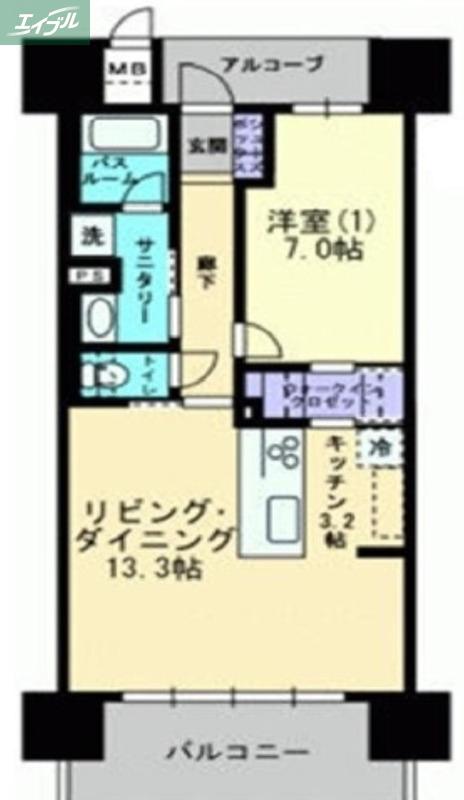 アルファステイツ大学病院通(1LDK/4階)の間取り写真