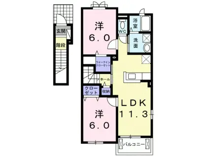 メープルハウス A(2LDK/2階)の間取り写真