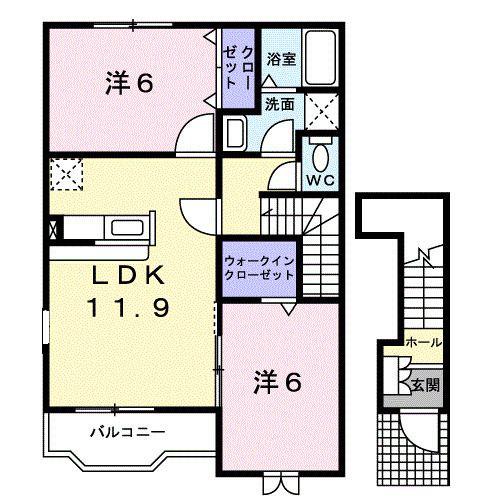 ブライトノーバ(2LDK/2階)の間取り写真