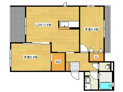 グレースKSアベニュー H棟(2LDK/3階)の間取り写真