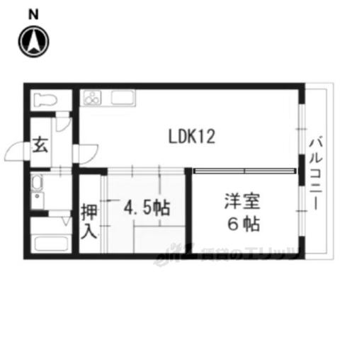シャトーウメダ(2LDK/3階)の間取り写真