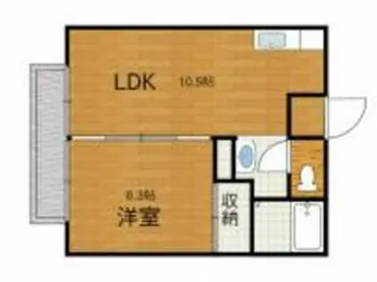 エフシリーズウエスト C棟(1LDK/1階)の間取り写真