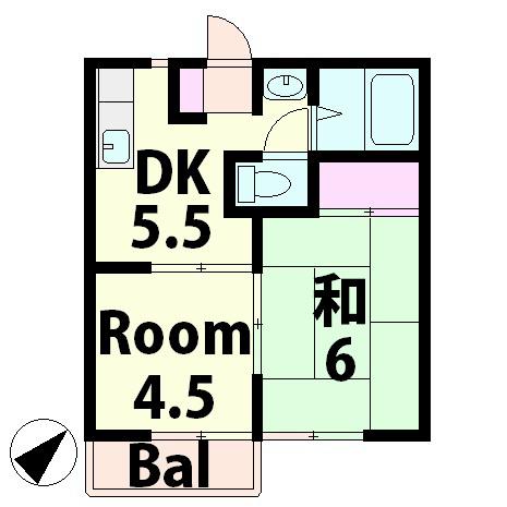 ハイツ島田(2K/2階)の間取り写真