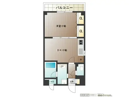 リバティベル(1DK/3階)の間取り写真