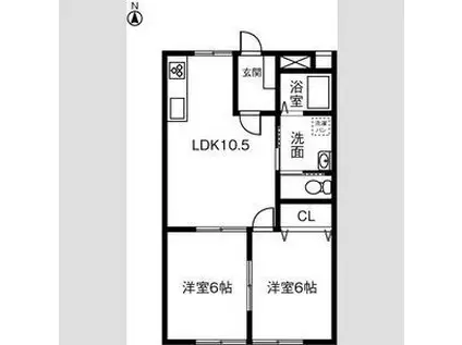 ハイツカトレア(2LDK/1階)の間取り写真