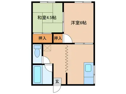 コーポ松本(2K/2階)の間取り写真