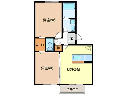 プレミール ボヌール(2LDK/2階)の間取り写真