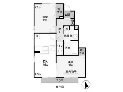 COWZ(2DK/1階)の間取り写真