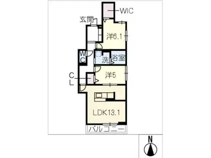 カサブランカ(2LDK/2階)の間取り写真