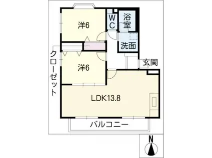 ムーンテラス片山S(2LDK/2階)の間取り写真