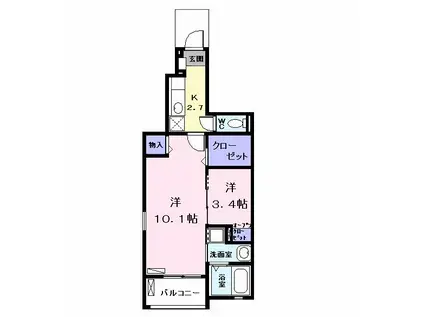 エターナル I(2K/1階)の間取り写真