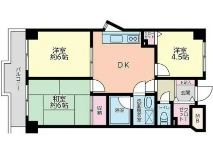 ホワイトプラム(3DK/2階)の間取り写真