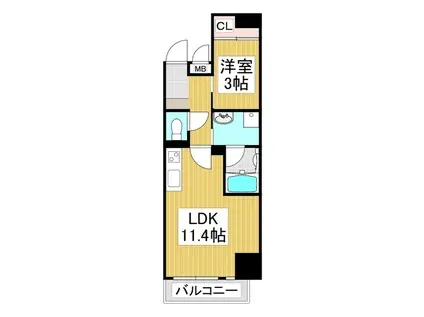 N RESIDENCE 通町(1LDK/4階)の間取り写真
