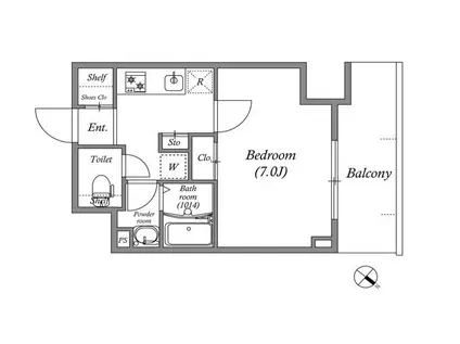 ジェノヴィア神戸湊川公園(1K/13階)の間取り写真