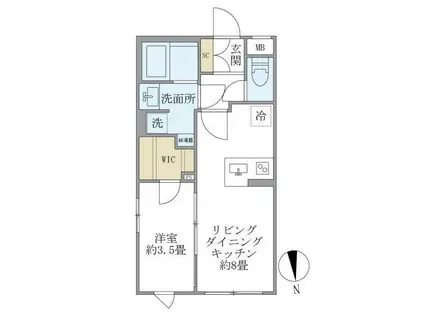 COMPOSITE目黒鷹番(1LDK/2階)の間取り写真