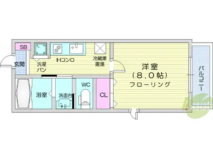 シャーメゾン真栄(1K/2階)の間取り写真