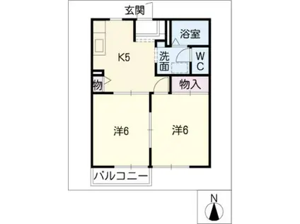 クラールハイム(2K/2階)の間取り写真