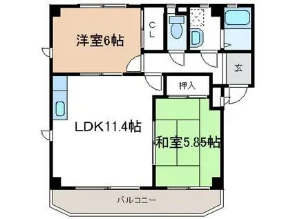 タウニー南斗(2LDK/1階)の間取り写真