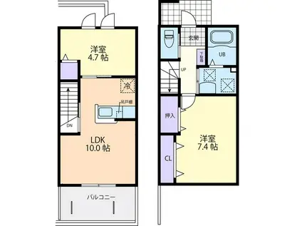 シエル エトワール A(2LDK/1階)の間取り写真