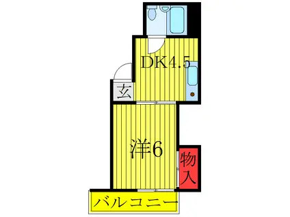 芝中田グリーンハイツ(1DK/2階)の間取り写真