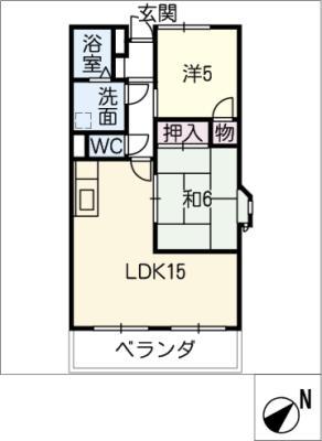 ラ・キャッスル21原II(2LDK/2階)の間取り写真