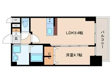 プレサンス新大阪ジェイズ(1LDK/9階)の間取り写真