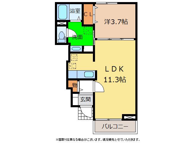 プレアヴェニュー D(1LDK/1階)の間取り写真