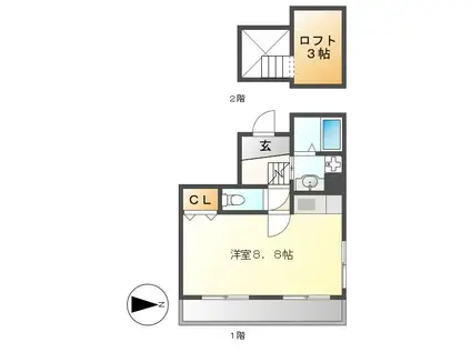 橘ハイツ貳番館(ワンルーム/5階)の間取り写真