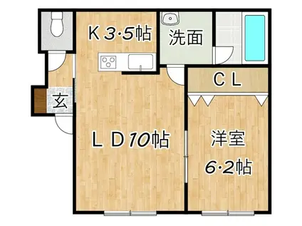 H-COURT(1LDK/1階)の間取り写真