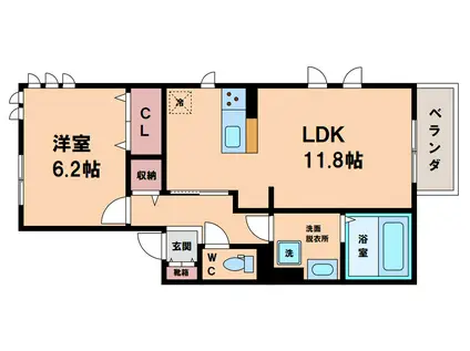 D-ROOMFUJI(1LDK/1階)の間取り写真