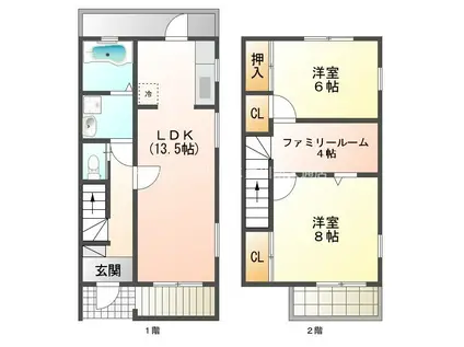 DEUX PONT B(2LDK/1階)の間取り写真