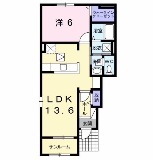 プレミアコート鹿嶋II(1LDK/1階)の間取り写真