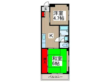 ベクエーム戸田(2K/2階)の間取り写真
