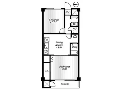 六本木サニーハイツ(2DK/3階)の間取り写真