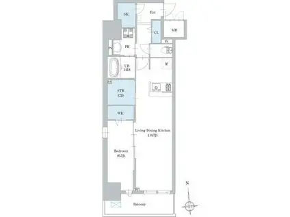 ロイジェント日吉(1LDK/2階)の間取り写真