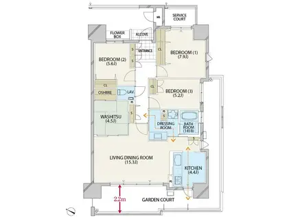 セントラルパーク香椎照葉弐番館(4LDK/10階)の間取り写真