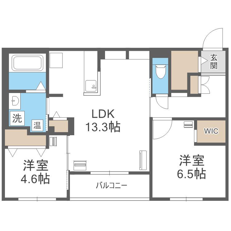 エフュート北円山(2LDK/3階)の間取り写真