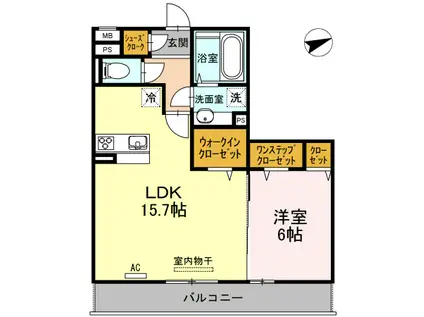 フロレゾン A棟(1LDK/3階)の間取り写真