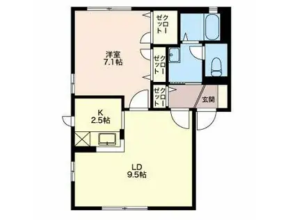 クロワール見附久保(1LDK/1階)の間取り写真