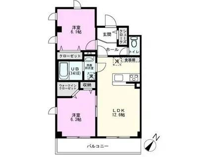 SUNNYWELL南流山(2LDK/2階)の間取り写真